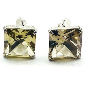 Smoky Quartz Cuff Links Silver Tone Classic Career Cosplay LARP